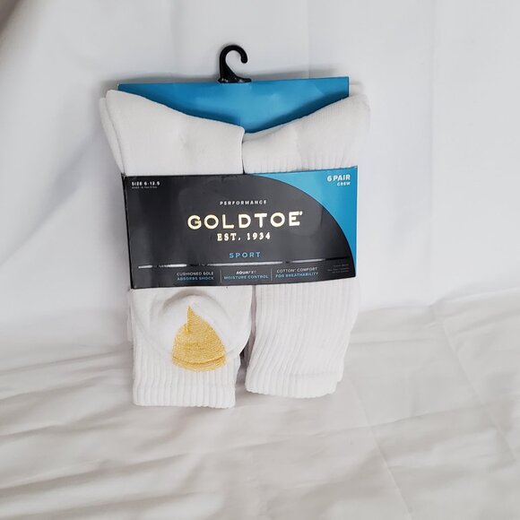 BRAND NEW! 2 packages- 6pk of Men's Gold toe crew socks -White  *12 pairs total* - Picture 7 of 10